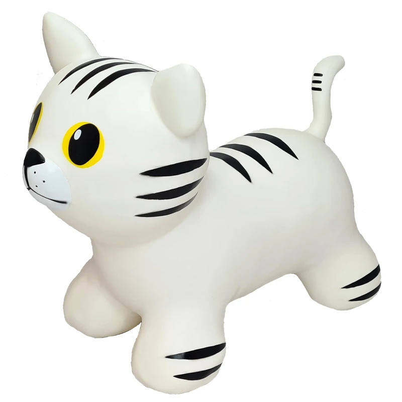 GERARDO'S Toys Jumpy White Cat Space Hopper for Toddlers and Kids - Bouncy Hopping Toy - Children Inflatable Jumping Ball -Indoor Outdoor Fun Play - for Kids Age 12 months+