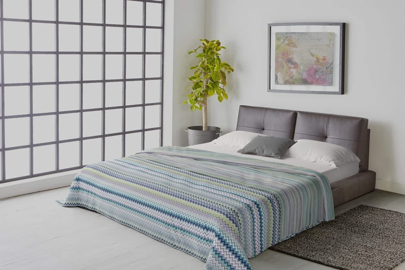 Italian Bed Linen “ Athena” Summer Quilt, Rabat Azzurro, Double