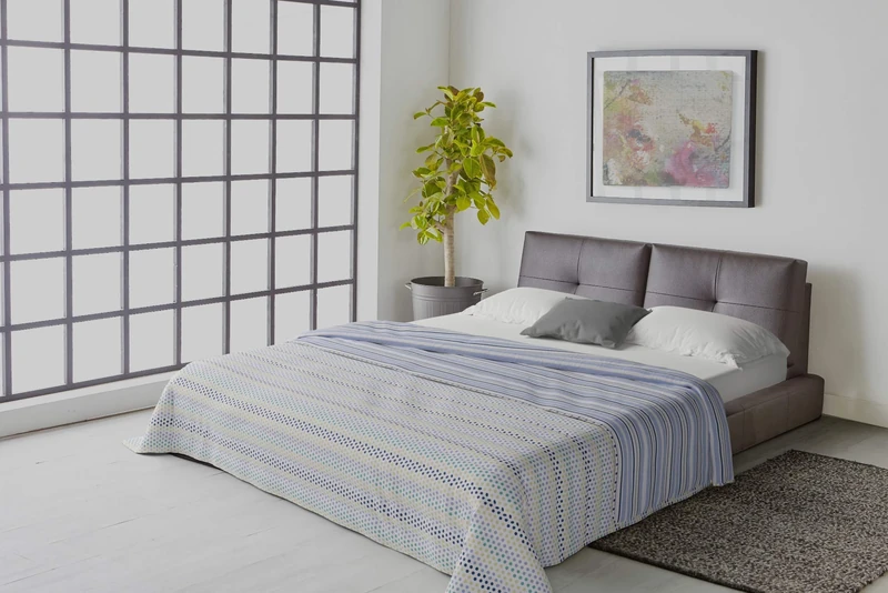 Italian Bed Linen “ Athena” Summer Quilt, Malindi blu, Double