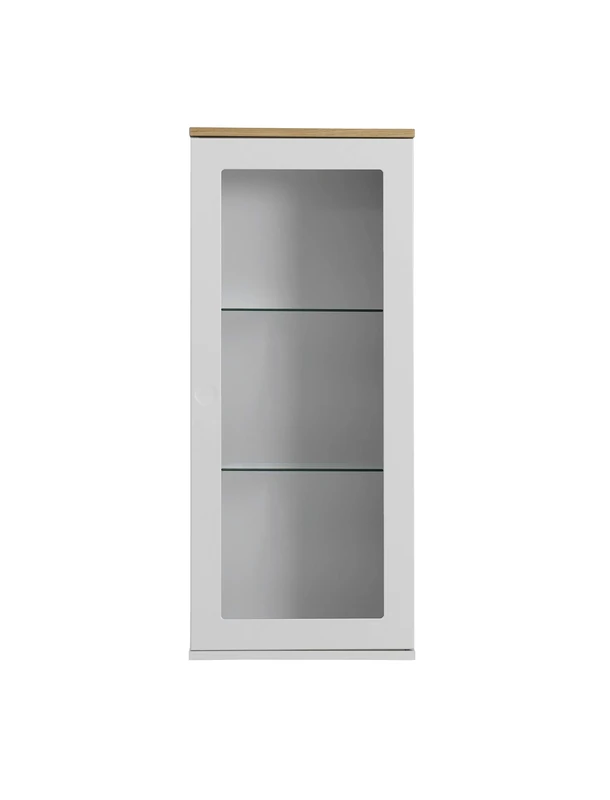 TENZO DOT Wall Shelves with 1 Glass Door, Engineered Wood, White/Oak, H 95 x W 26 x D 40.5 cm - Image 1