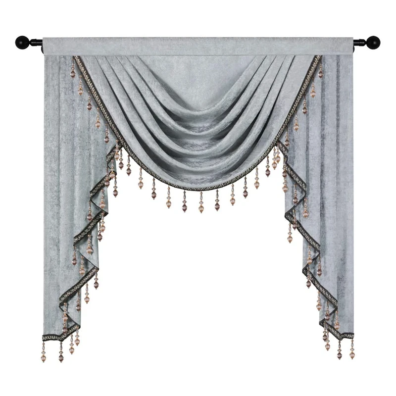 ELKCA Thick Double-Sided Chenille Window Curtains Single Swag Valance for Living Room, Silver Grey Valance for Bedroom,Rod Pocket (W39inch,1 Panel)