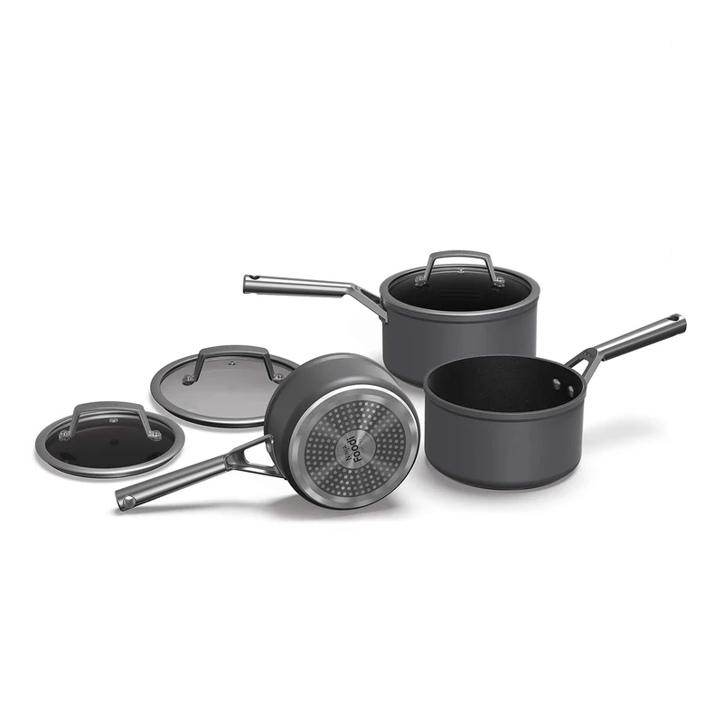 Ninja Foodi ZEROSTICK 3-Piece Saucepan Set, Hard Anodized Aluminium, Non-Stick, Induction Compatible, Dishwasher Safe