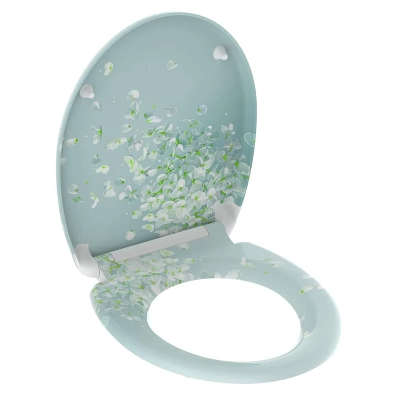 Schütte Wind Flower Toilet Seat with Soft-Close Mechanism, Toilet Lid with Motif and Quick Release for Cleaning, Duroplast Toilet Lid (Max. Load of The Toilet Seat 150 kg)