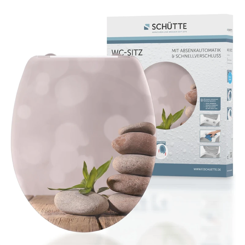 SCHÜTTE Pyramid Toilet Seat with Soft-Close Mechanism and Quick Release Made of Duroplast Toilet Seat with 175 kg Load Capacity