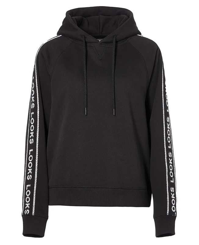LOOKS BY WOLFGANG JOOP Women's Designer Hoodie - Hoodie with Fluffy Inside and Logo Embroidery on the Sleeves - Sweatshirt Hoody Casual Fit - Black, Black, S - Image 1