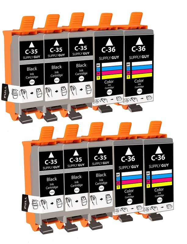 Supply Guy 10 Ink cartridges compatible with Canon PGI-35 CLI-36 for Pixma IP100 IP110 IP110 + Battery IP110 Series MINI260 TR150 IP100v IP110 Battery 260 MINI