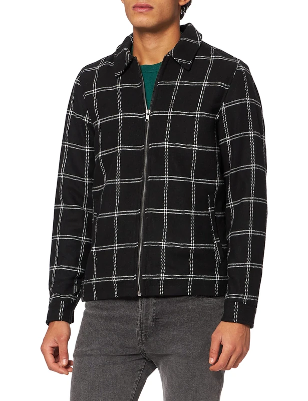 CASUAL FRIDAY Men's Jones Checked Jacket, 194007/Anthracite Black, XXL