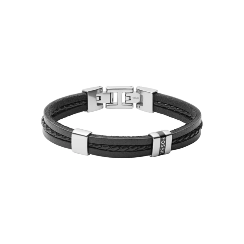 Fossil Men's Stainless steel or leather with fold over closure bracelet