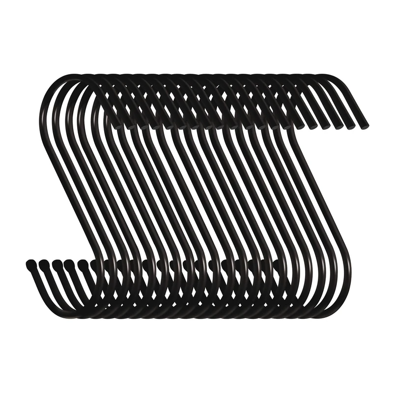 Swatowot 20 Pack Heavy Duty S Hooks 9 cm S Shaped Hanging Hooks Large Hangers for Kitchen, Bathroom, Bedroom and Office(Black)