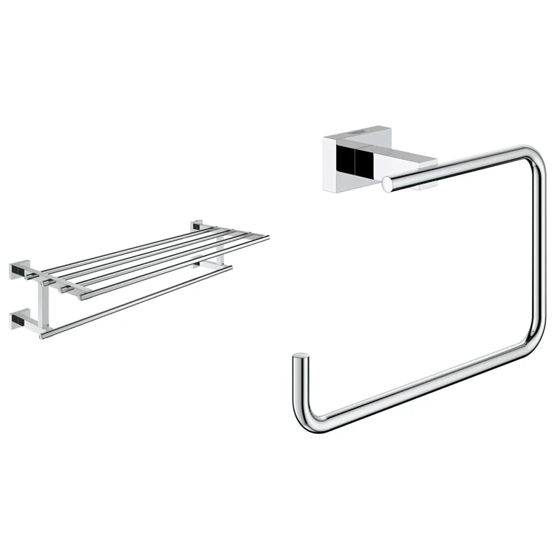 GROHE Essentials Cube | Accessoires Bath - Multi-Badetuchhalter |chrom |40512001 & 40510001 Essentials Cube Handtuchring, Chrome