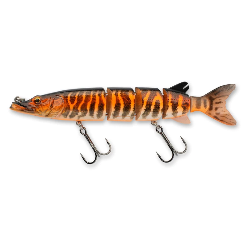 Savage Gear 3D Hard Pike Fishing Bait, 4 2/5 oz, Black/Orange, Realistic Contours, Colors & Movement, Durable Construction, Heavy-Duty Treble Hooks, Thru-Wired Design