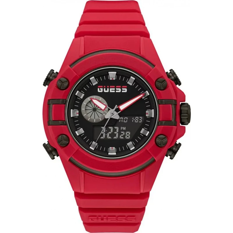 GUESS Men Analog Quartz Watch with Silicone Strap GW0269G5