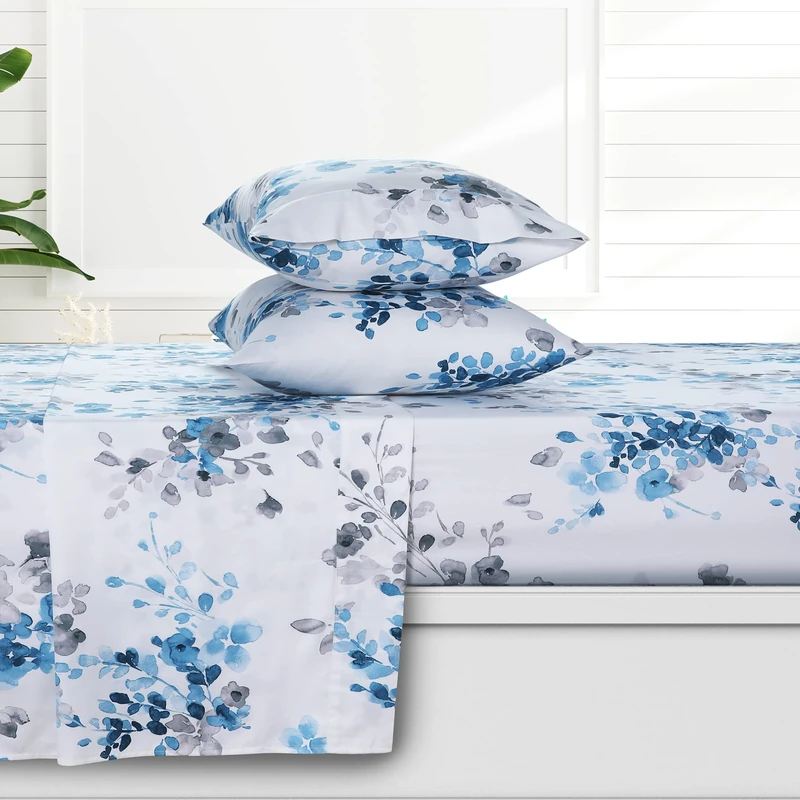 AZORES HOME California King Organic Cotton Sateen Sheet Set