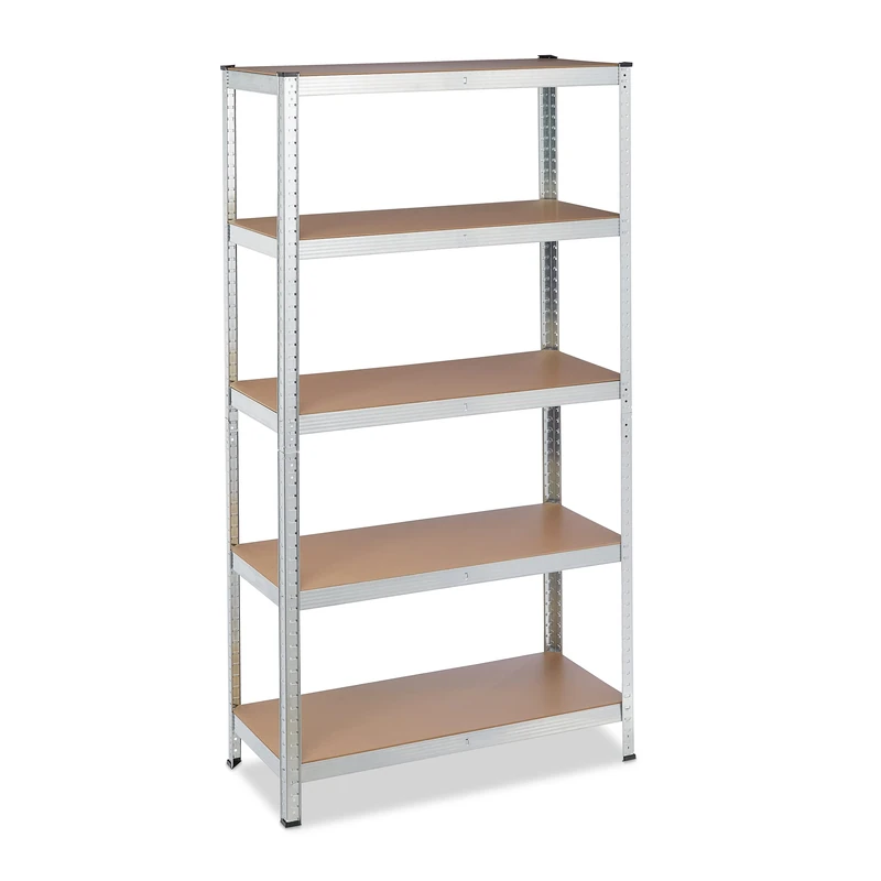 Relaxdays Heavy Duty Shelving Unit, 180x90x40 cm, Max. Load 875 kg, 5 Shelves, Garage Storage, Galvanised Steel, Silver