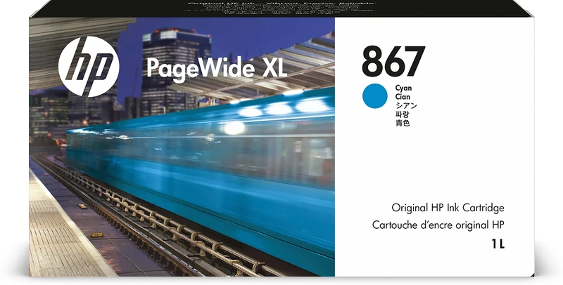 HP 867 PageWide XL Ink Cartridge, Cyan, 1 Liter