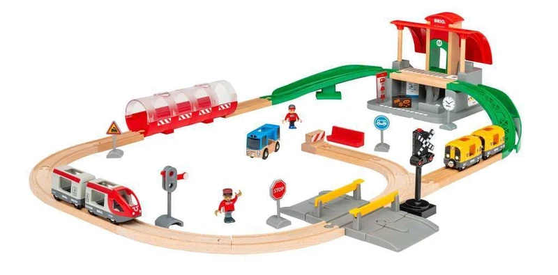 BRIO World Central Train Station for Kids Age 3 Years Up - Wooden Railway Accessories and Add Ons