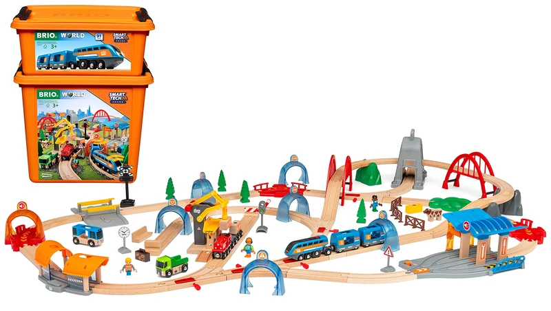 BRIO World Smart Tech Sound Action Tunnel Deluxe Battery Powered Train Set for Kids Age 3 Years Up - Wooden Railway Expansions and Accessories