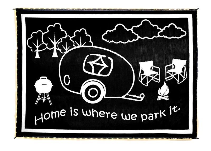 Stylish Camping LED Illuminated Patio Mat - Reversible RV Home Mat 8x11