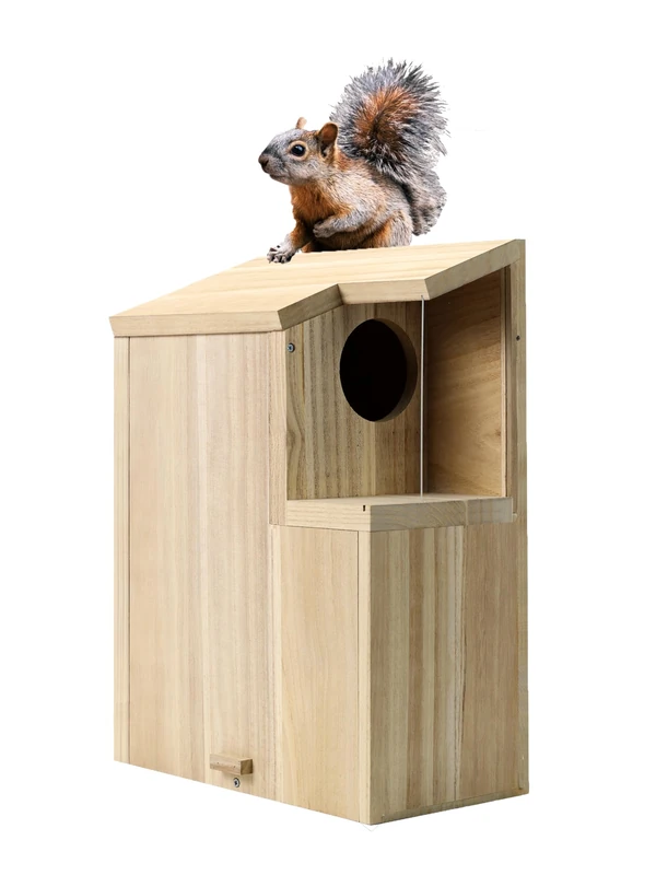 Sundia Large Squirrel Family House Pine with Coating Nesting Wooden Box for Breeding Living - Image 1