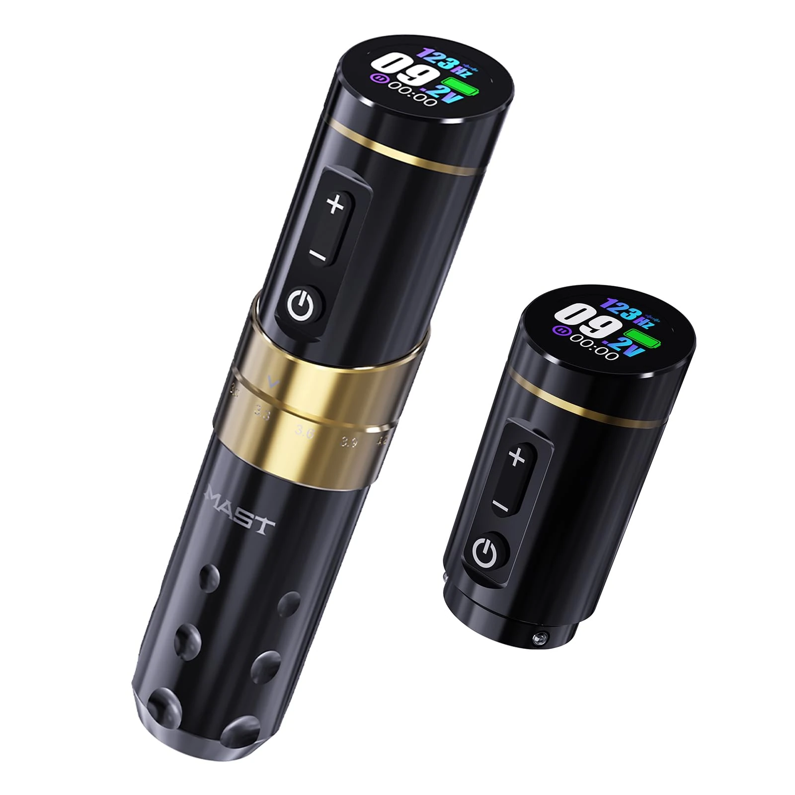 Mast Flip3 Wireless Tattoo Machine Gun Rotary Tattoo Cartridges Pen with 7Adjustable Strokes 2.4mm - 4.2mm with 2ps 1800mAh Battery Power Supply for Beginners and Tattoo Artist