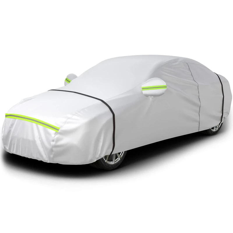 Favoto Car Cover Waterproof Outdoor Anti-UV Breathable Dustproof Rain Scratch Snow Outdoor 465x170x150cm Silver