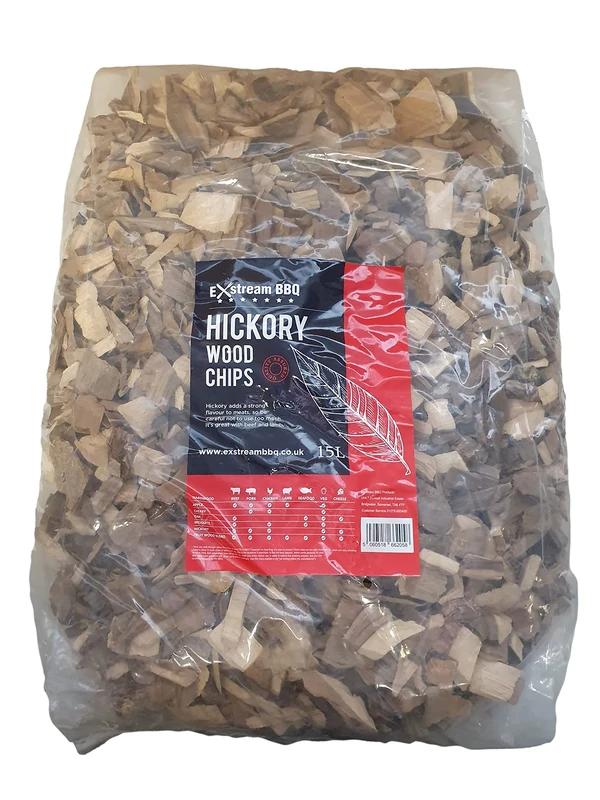 Exstream BBQ Barbecue Smoking Wood Chips *Up To 30 Great Flavours in 3, 15 & 30 Litres* (Hickory 15 Litre)