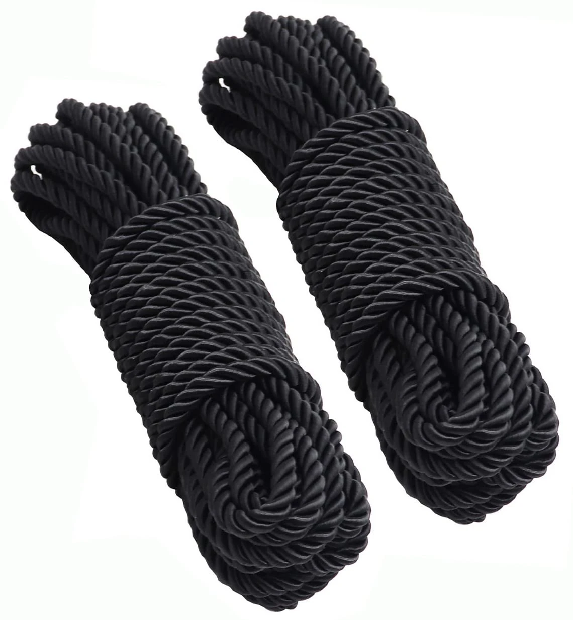 KuTi Kai All Purpose Rope 8 mm 10M - 32 Feet Length Strong Multifunctional Soft 100% Nylon Rope Natural Twisted Durable Long Ropes (Black-2Pack)