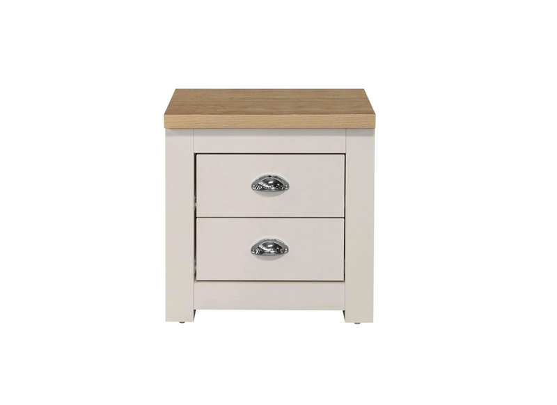 Birlea Highgate 2 Drawer Bedside Cream & Oak Effect