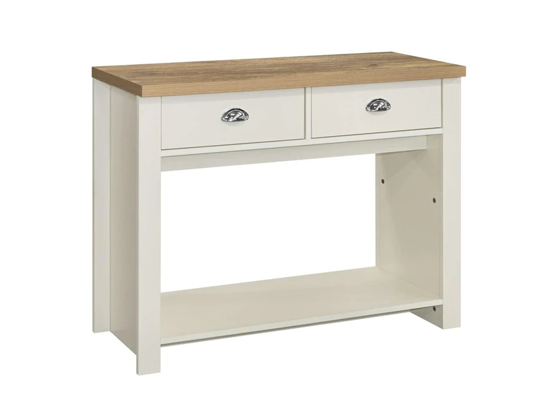 Birlea Highgate 2 Drawer Console Table Cream & Oak Effect