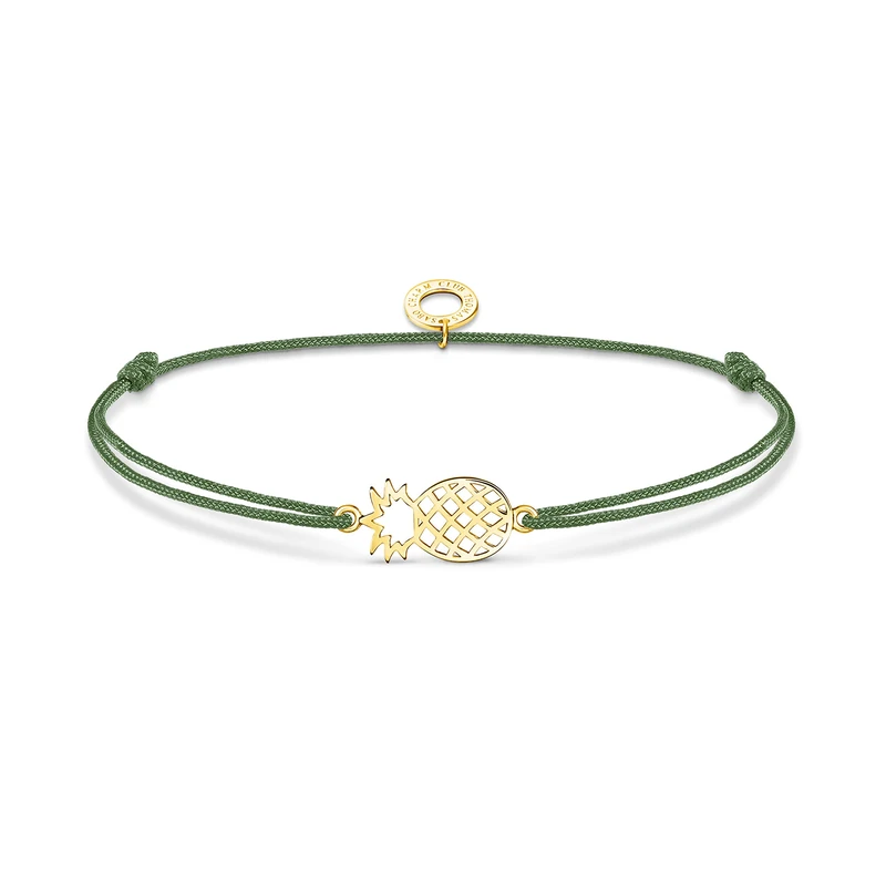 Thomas Sabo Bracelet pineapple 925 Sterling Silver, 18k Yellow Gold Plating, Nylon