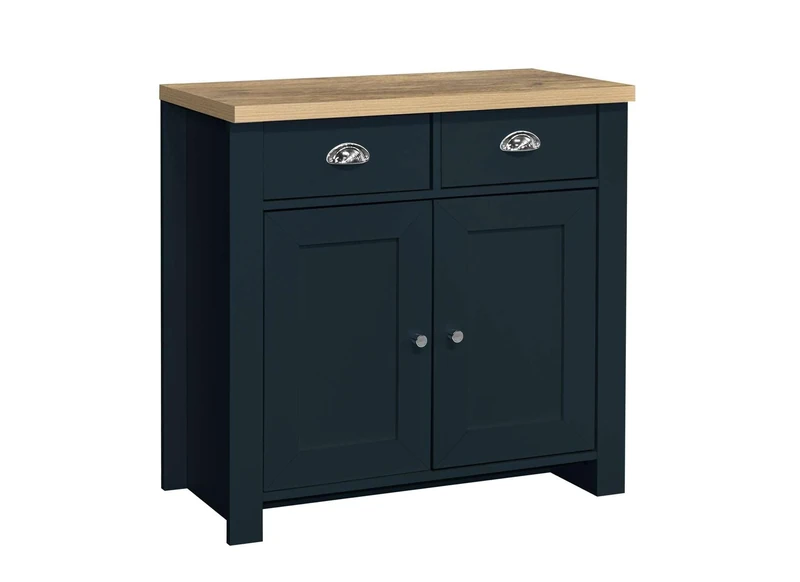 Birlea Highgate 2 Door 2 Drawer Sideboard Navy Blue & Oak Effect