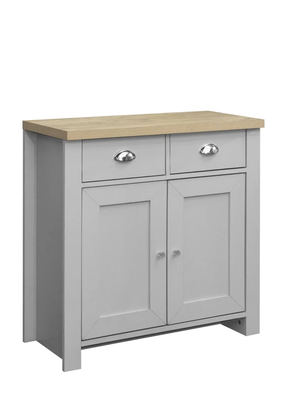 Birlea Highgate 2 Door 2 Drawer Sideboard Grey & Oak Effect