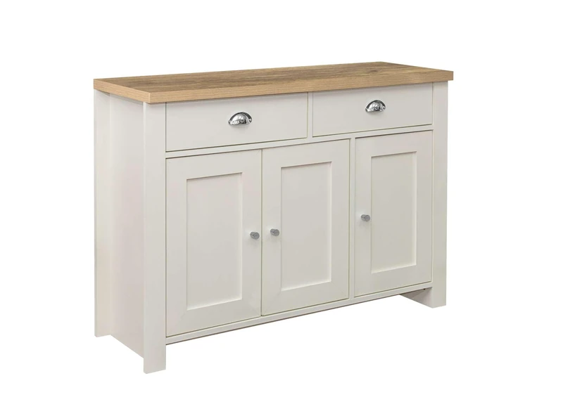 Birlea Highgate 3 Door 2 Drawer Sideboard Cream & Oak Effect