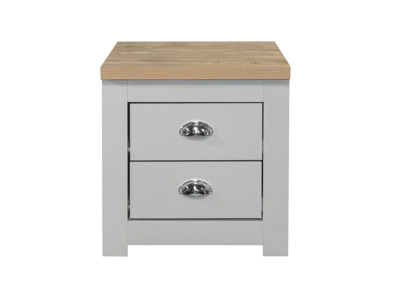 Birlea Highgate 2 Drawer Bedside Grey & Oak Effect