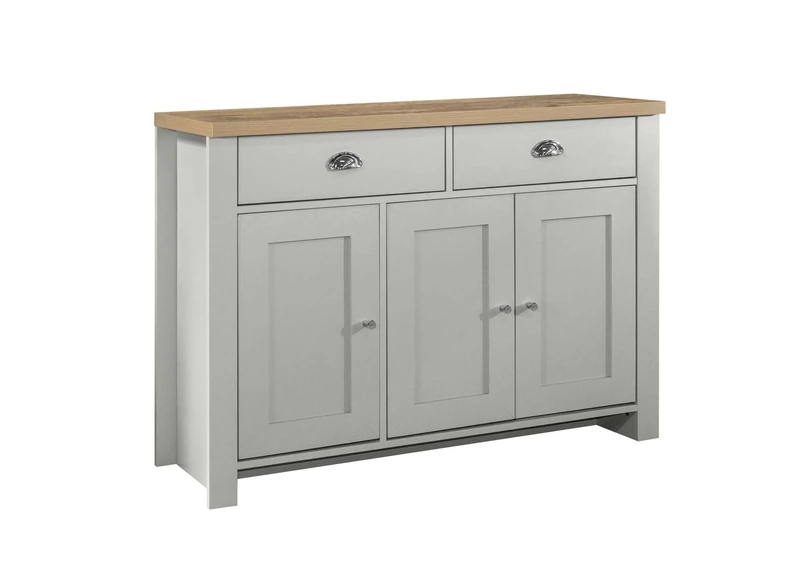 Birlea Highgate 3 Door 2 Drawer Sideboard Grey & Oak Effect