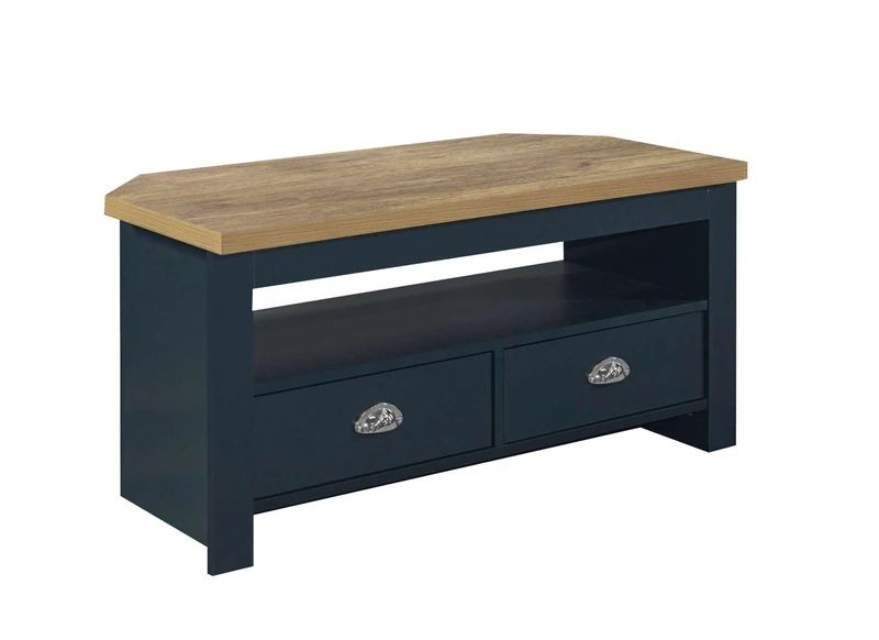 Birlea Highgate Corner Tv Unit Navy Blue & Oak Effect