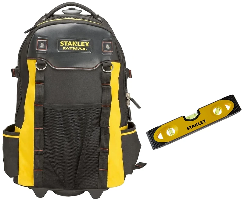 Stanley 1-79-215 Fatmax Backpack on Wheels & Shock Proof Torpedo Level 230 mm/9 Inch 0-43-511