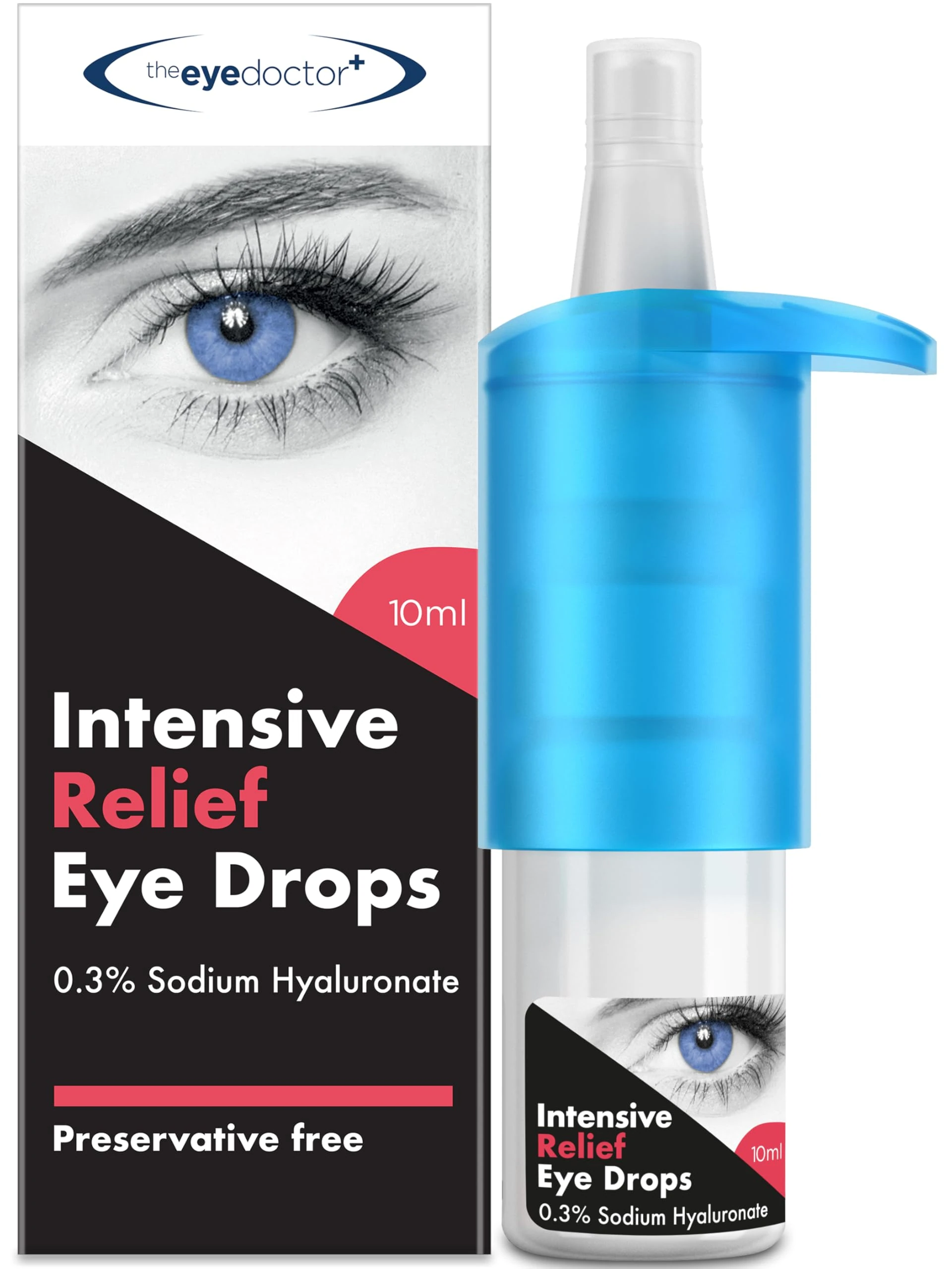 The Eye Doctor Intensive Dry Eye Drops - Preservative Free Eyedrops for Dry Eye Relief - Gently Calms Itchy, Sore & Infected Eyes - Suitable for Contact Lenses with 0.3% Sodium Hyaluronate - 10ml