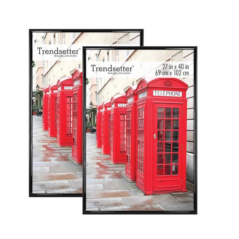 MCS Trendsetter 69x102 cm (27x40 in) Poster Frame Black High-Gloss, Vertical & Horizontal Wall Hanging Large Picture Frame for Photos, Posters & Art Prints (2-Pack)