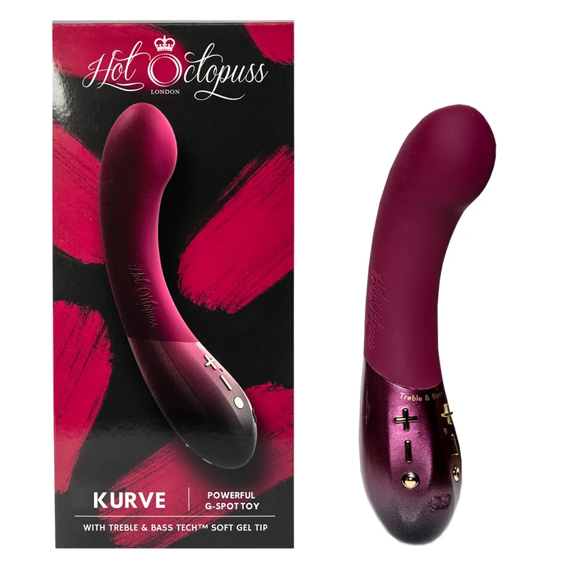 Hot Octopuss KURVE – Premium G-Spot Vibrator & Wand Massager for Women | Dual-Motors Treble & Bass Tech | 25 Speeds & 5 Patterns, Rechargeable, Waterproof & Quiet | Magic Wand for Stress-Relief