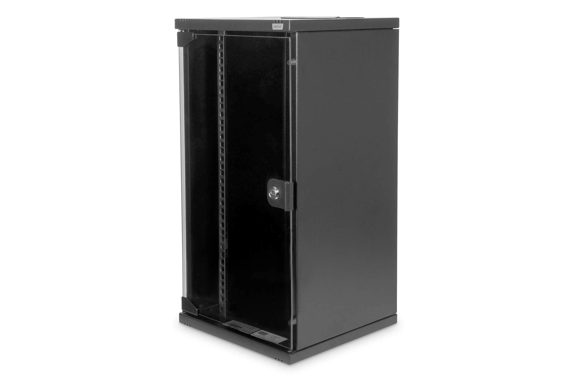 DIGITUS Network cabinet 10" - 12U - wall mounting - 592x312x300mm - max. load 30kg - usable depth 250mm - black, DN-10-12U-B