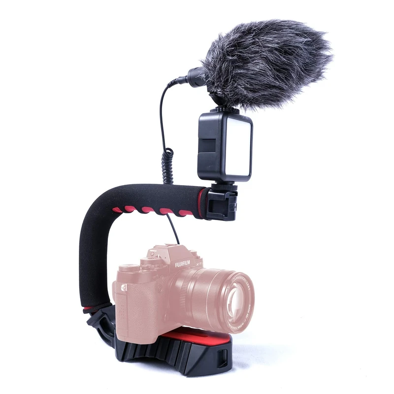 INOV8 Camera Vlogging Kit - with DSLR Camera/Video Handle Rig with Accessory Mounts, 49 LED Video/Photo Light and Shotgun Microphone for Blogging, YouTube, Tik Tok, Travel etc - Image 1