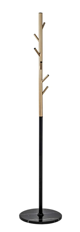 HAKU Möbel Hall-Tree Gold, Black, Marble, Metal - Size: H 173 cm X Ø 37 cm, Style: Modern