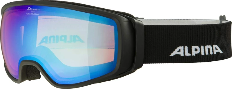 ALPINA Unisex - Adult, DOUBLE JACK Q-LITE ski goggles, black, One Size