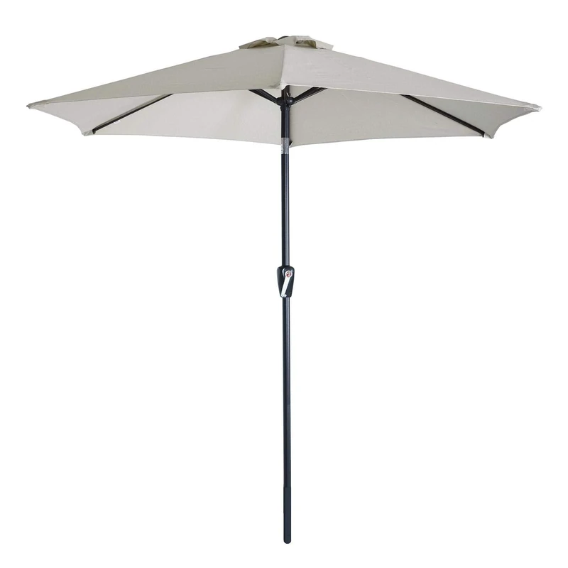 Azuma Garden Parasol 2.5M Round Silver 6 Panel Crank & Tilt Patio Umbrella Sun Shade