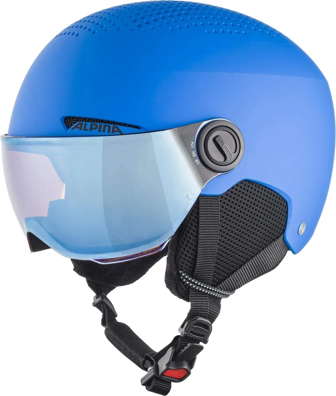 ALPINA Unisex - Children, ZUPO VISOR Q-LITE ski helmet, blue matt, 48-52 cm