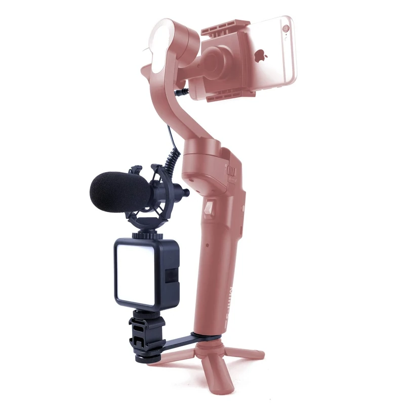 Inov8 Gimbal Vlogging Kit - with Aluminum Adapter Converts Tripod Mount to 3x Cold Shoe & 1/4" Tripod Screw and 49 LED Video/Photo Light and Shotgun Microphone for Blogging, YouTube, Tik Tok… - Image 1