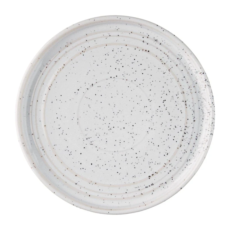 Olympia Cavolo Flat Round Plates White Speckle, 180mm (6 Pack) - Porcelain Dinnerware Set, Oven, Microwave, Dishwasher Safe FD902