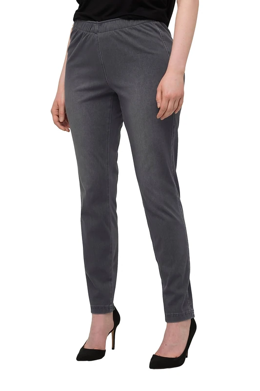 Ulla Popken Women's Jersey Jeans Trousers, Light Grey mélange, 32W x 32L