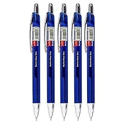Cello Ballpoint Pen Blue Pens Butterflow Clic Retractable Ball Pens|Medium Point Biros Ballpoint Pens (0.8MM) Blue Pen, Pack of 5 | ideal for Office School and Home